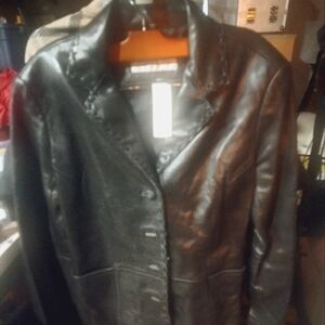 Jones New York Women's Black Leather Jacket